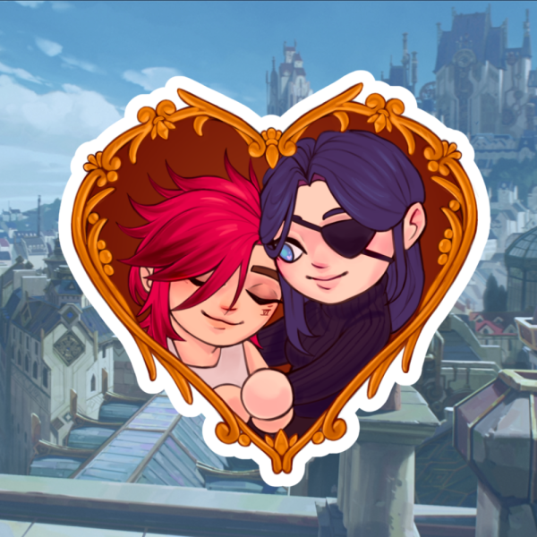 Vi and Cait Heart Shaped Sticker