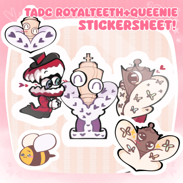 The Amazing Digital Circus Royalteeth Kinger x Queenie x caine Coated Paper Stickers Sheet