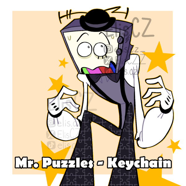 Mr. Puzzles Glitter Acrylic Keychain