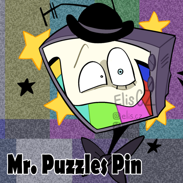 Mr. Puzzles Round Badge Pin (Holo Star)