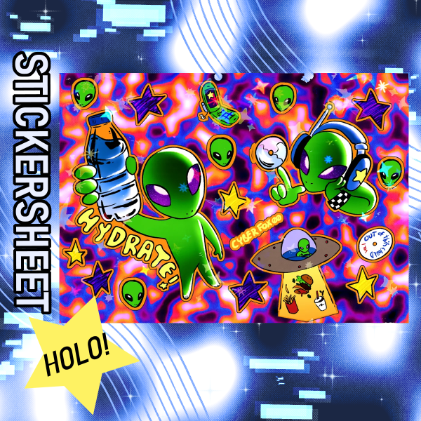 ✦ Modern Alien Stickersheet [ holo ⋆˙⟡ ]