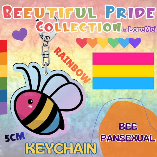꒰𑁬°BeePansexual°໒꒱ || Rainbow Keychain