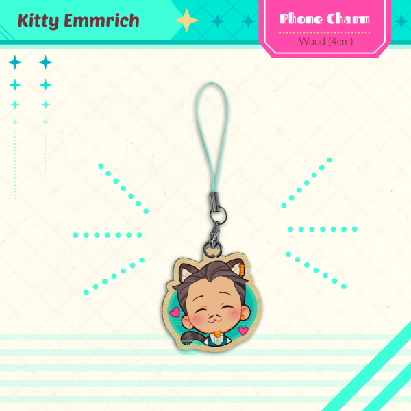 Kitty Emmrich - Purrrr (wood phone charm 4cm)
