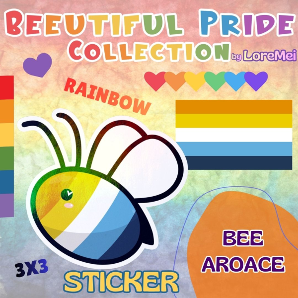 ꒰𑁬°BeeAroAce°໒꒱ || Rainbow Sticker