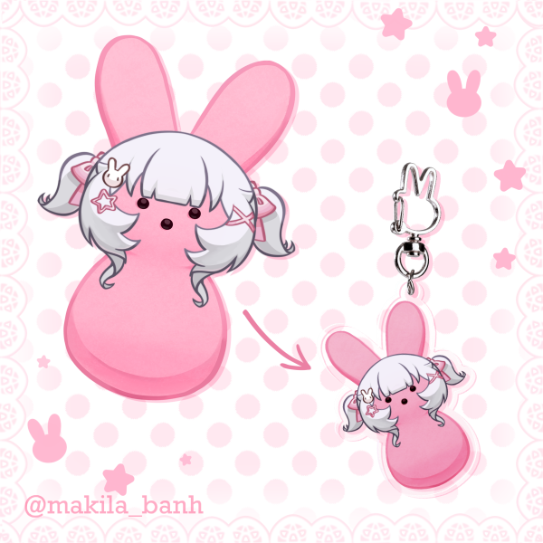 Pink Bunny Peep - Clear Acrylic Keychains