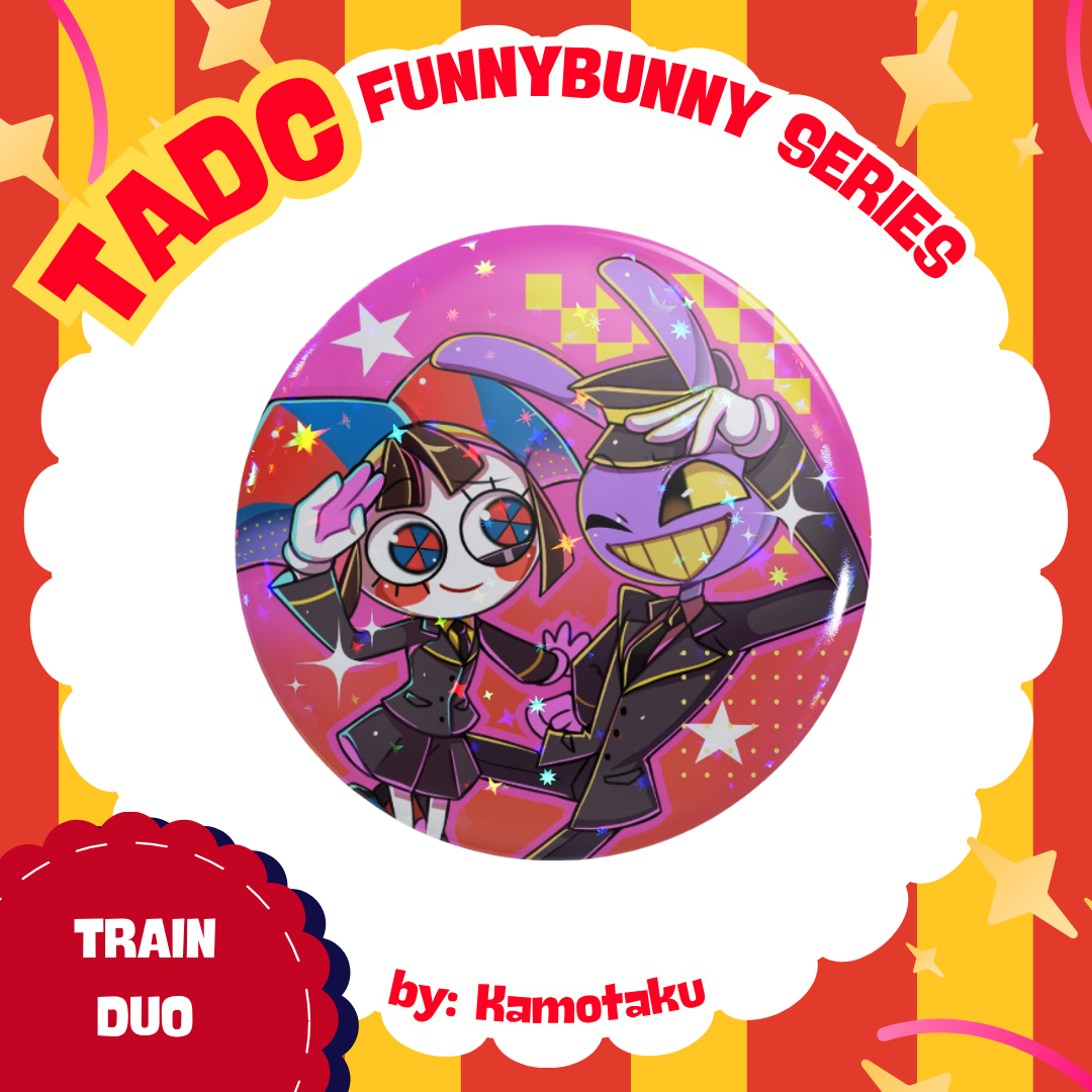 [Holo Star Button Pin] Funnybunny Series - Train Duo