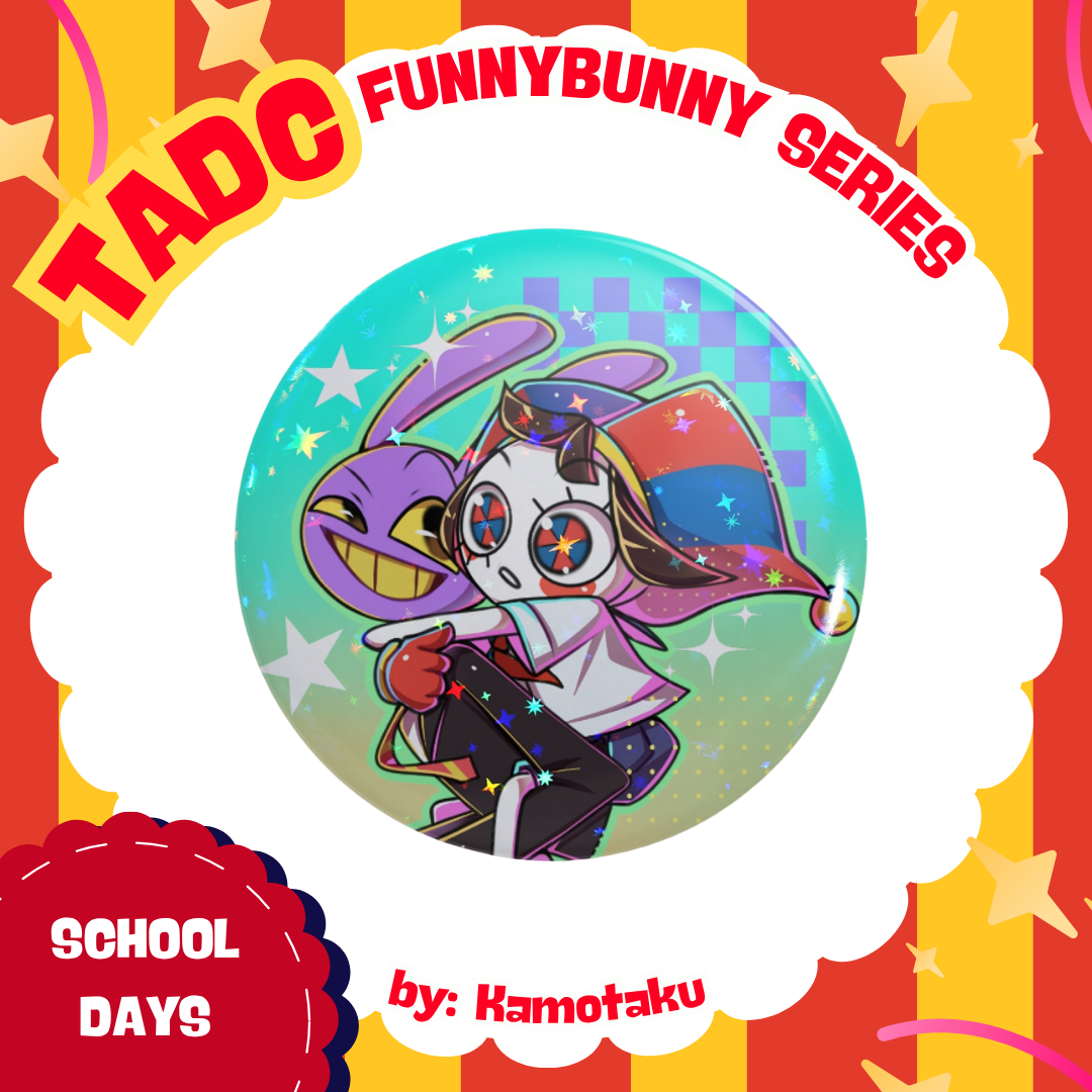 [Holo Star Button Pin] Funnybunny Series - School Days