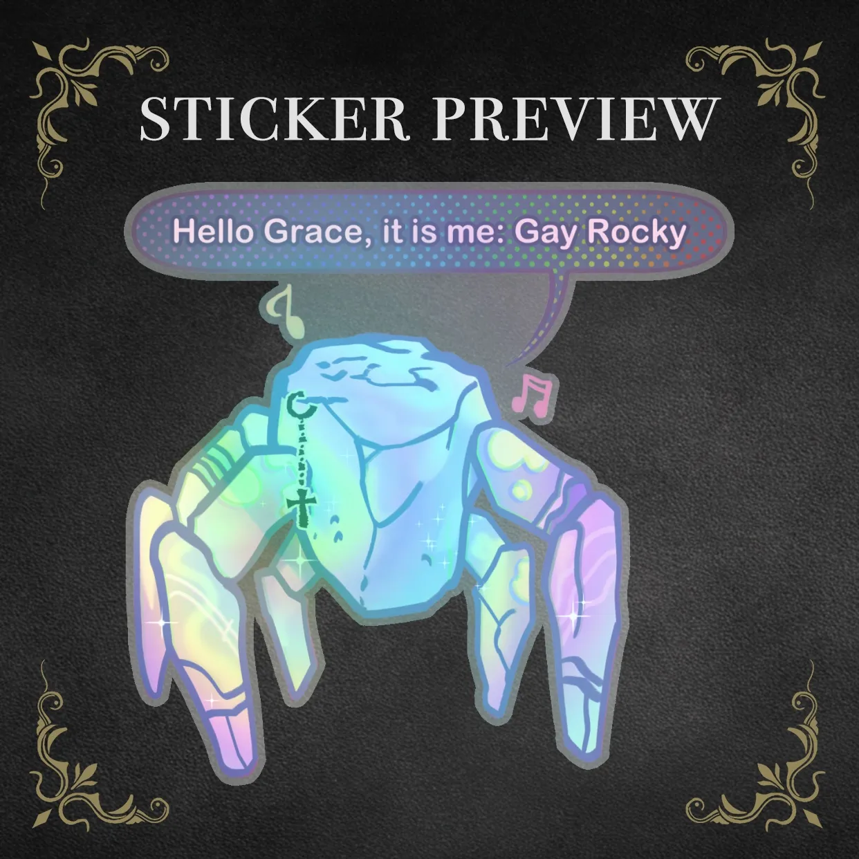 PHM "Rainbow Rocky" Holographic 3'.5'' Sticker (and also he's gay)