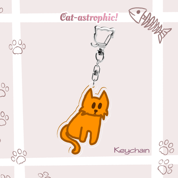 Orange sitting kitty keychain