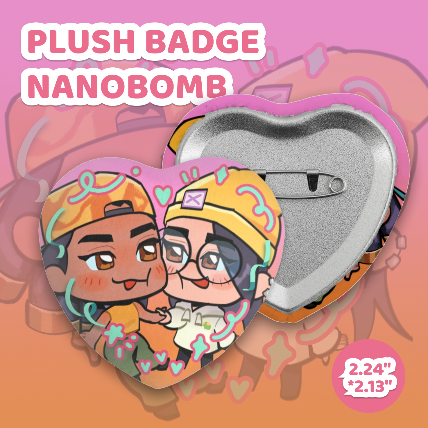 Nanobomb Heart Shape Plush Badge