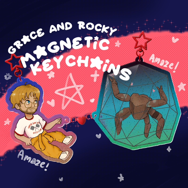Grace and Rocky Acrylic Magnet Keychains