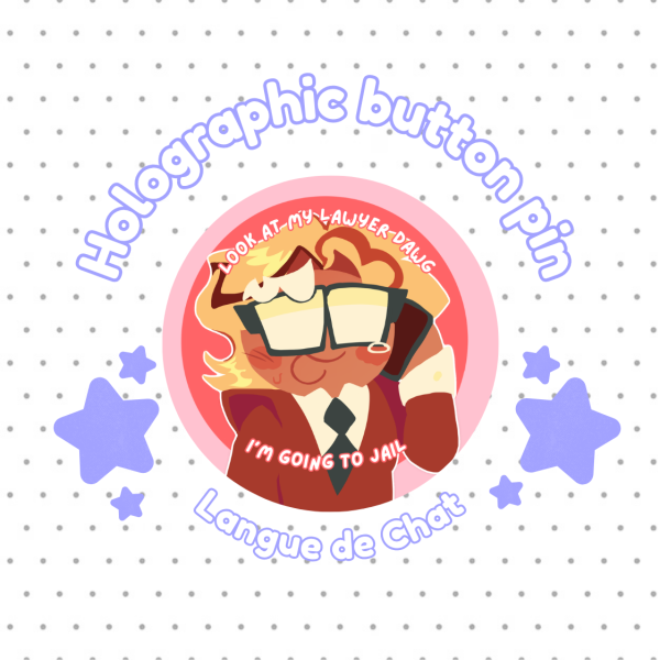 Langue de Chat Holographic Button Pin