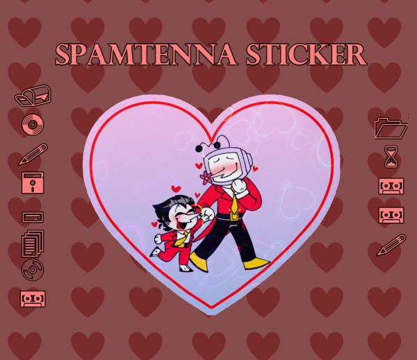 Deltarune Spamtenna holographic heart sticker