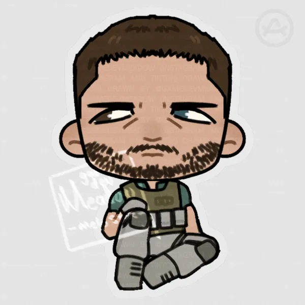 Chris Redfield (Heterochromia Version) Resident Evil 6 - Chibi Sticker
