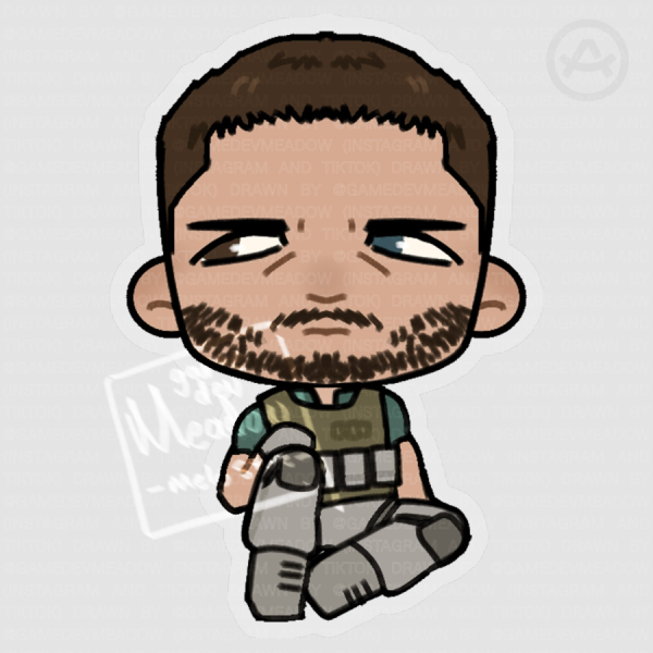 Chris Redfield (Heterochromia Version) Resident Evil 6 - Chibi Sticker