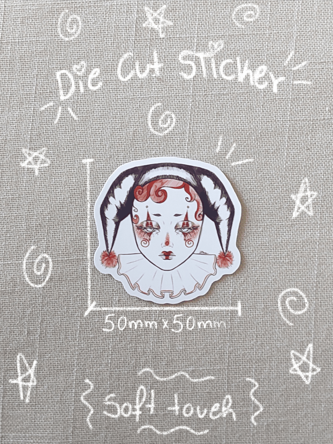 Red Clown || Soft Touch Die Cut Stickers