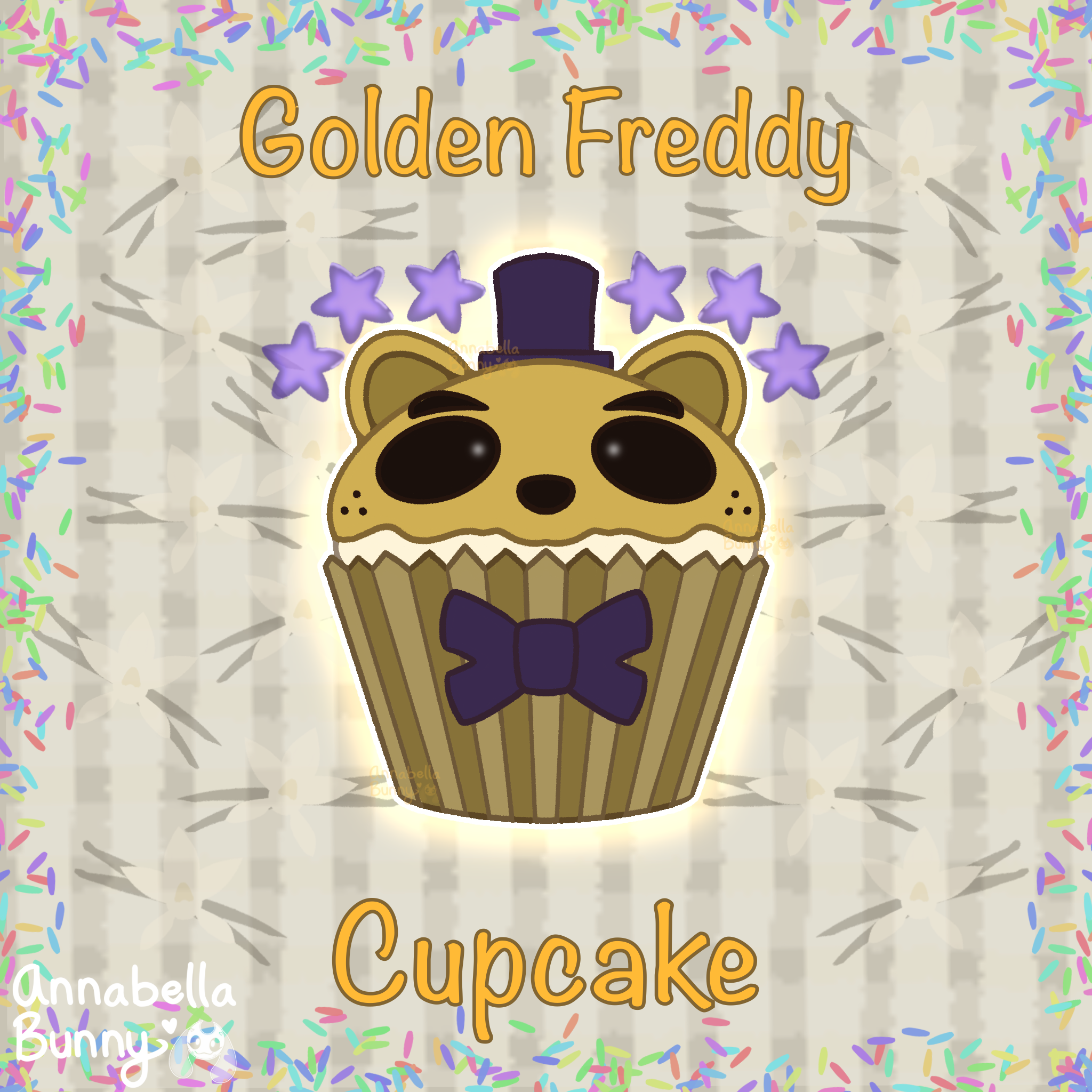 Golden Freddy Cupcake Sticker (FNAF)
