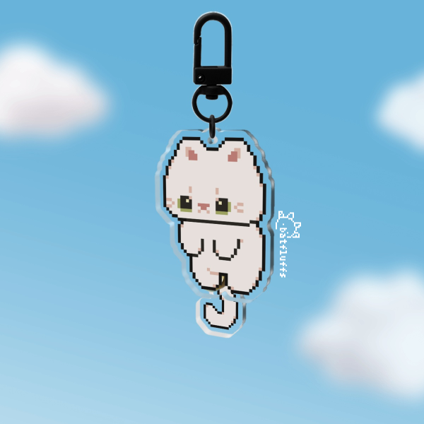 Dangling Cat Charm / White