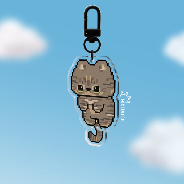 Dangling Cat Charm / Gray Tabby
