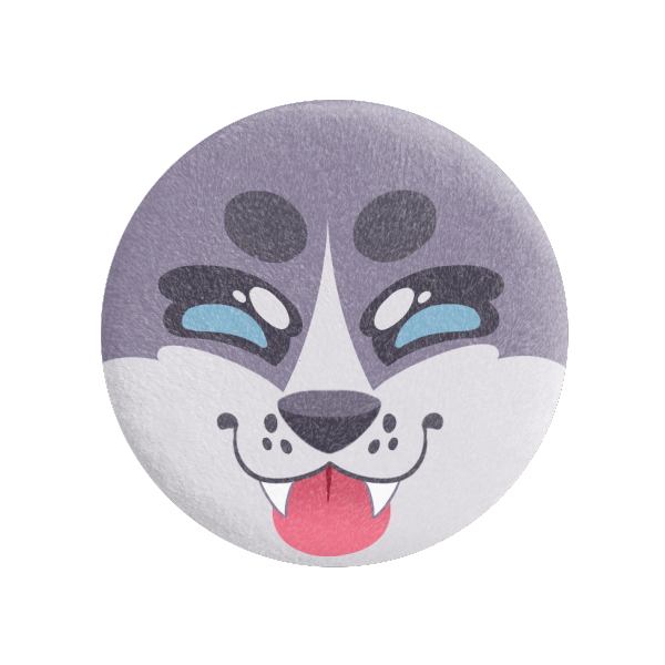 Cute Wolf Plush Badge