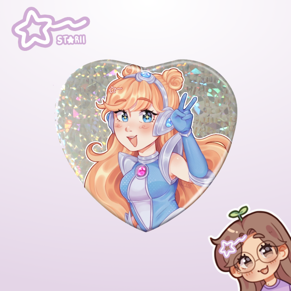 Space Groove Lux ᯓ★ Heart Shaped Holographic Badge