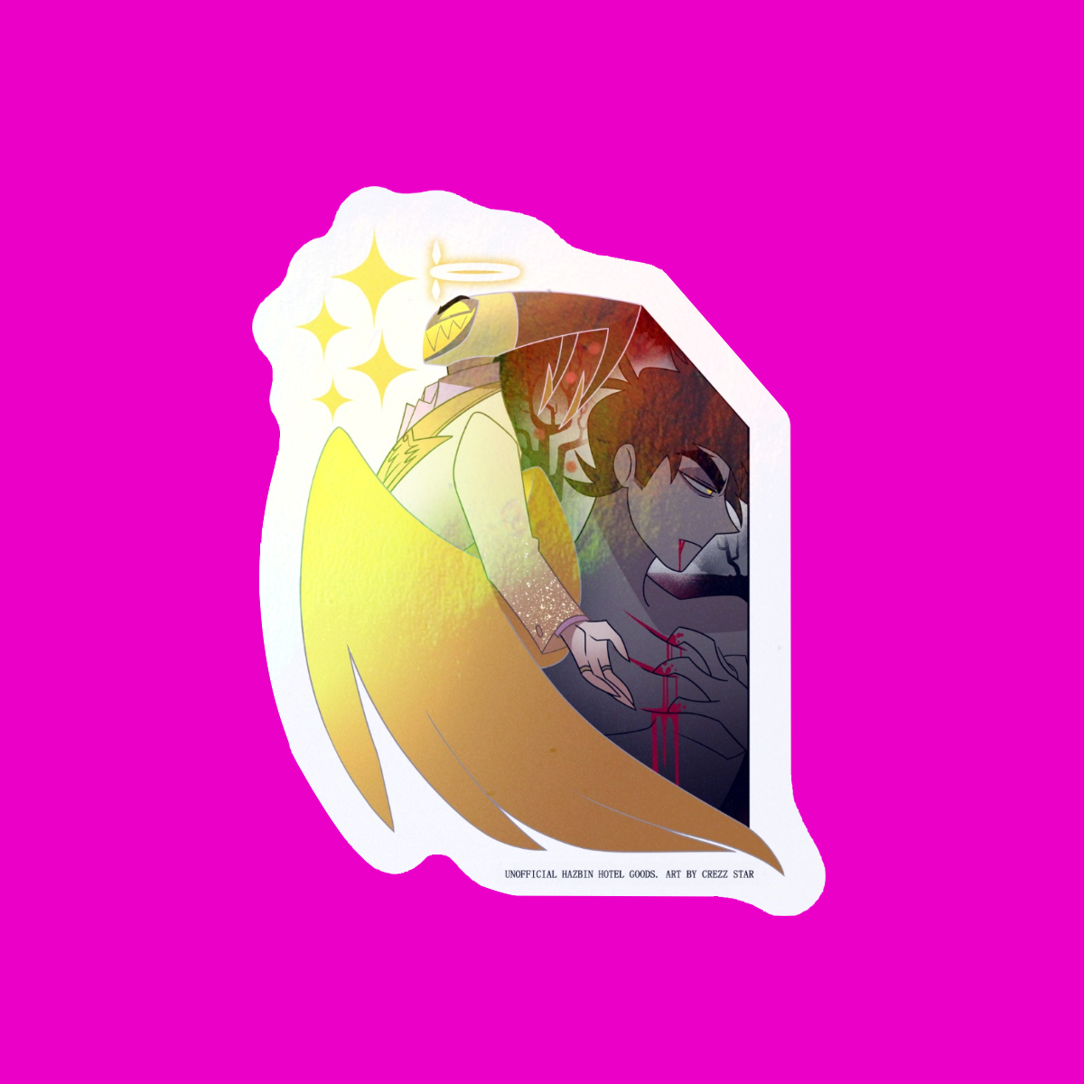Hazbin Hotel: Eyes on me (Rainbow Holo Die cut sticker)