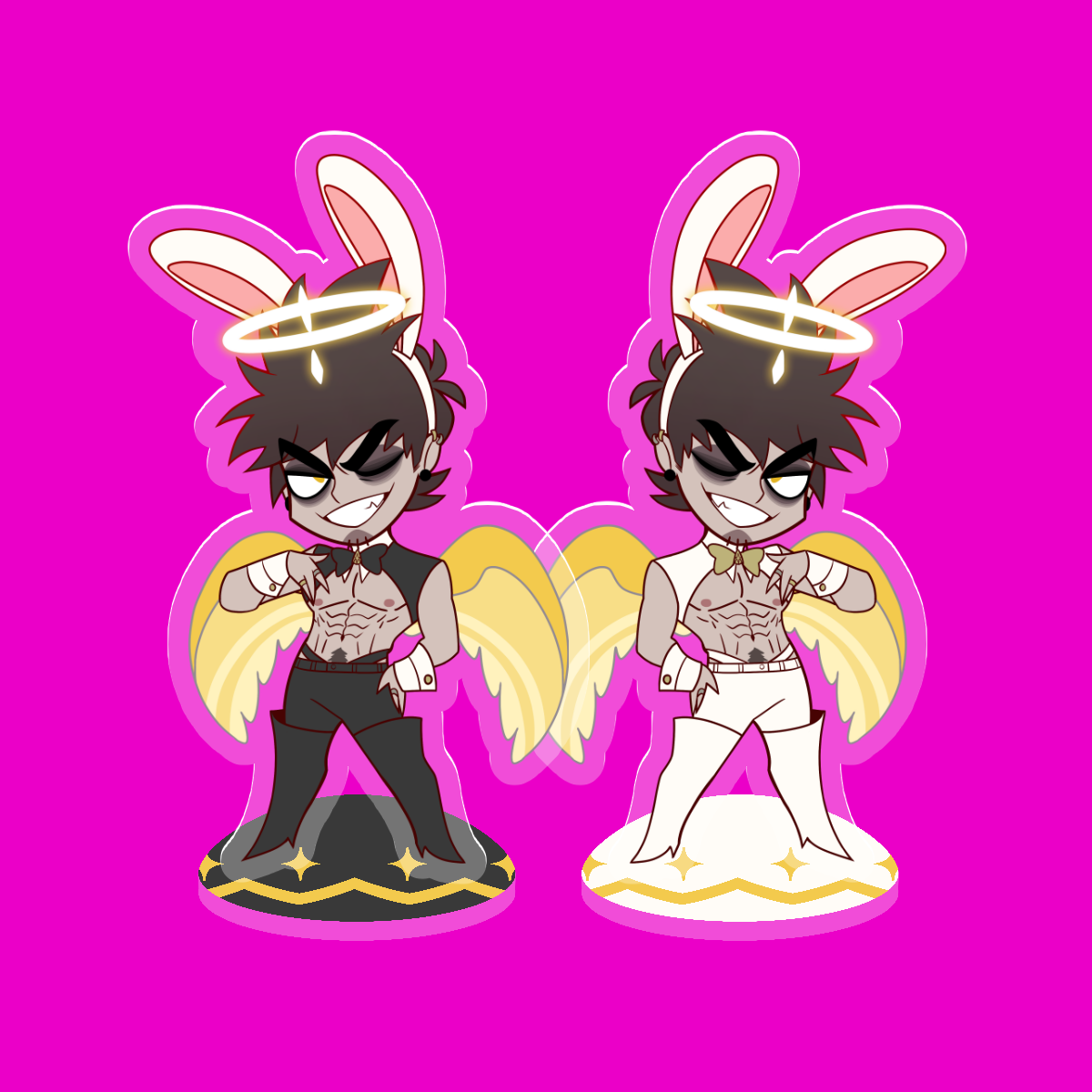 Hazbin Hotel: Easter 2026 -CHIBI Black and white rabbit- Adam (double sided acrylic standee)
