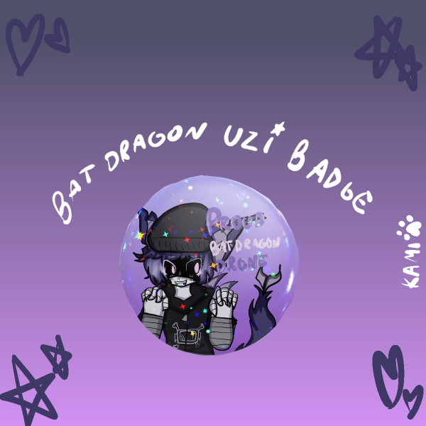 Bat Dragon Uzi Murder Drones Badge ⭐
