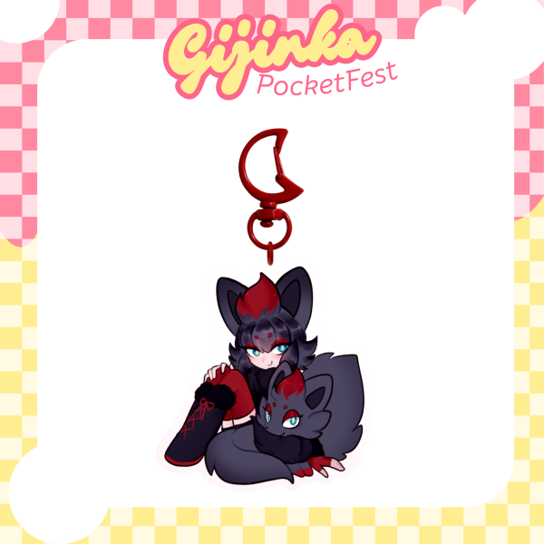 Zorua Gijinka Epoxy Clear Acrylic Keychain