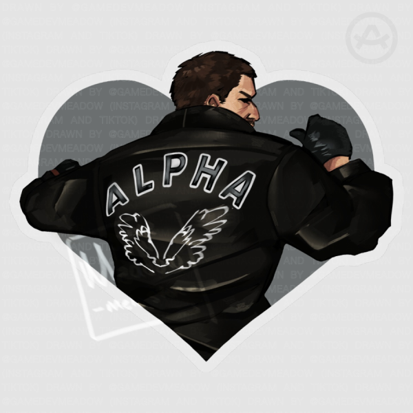 Chris Redfield ‘Alpha Jacket’ Fan Art - Sticker Acrylic Keychain (Grey Version)