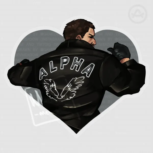 Chris Redfield ‘Alpha Jacket’ Fan Art - Sticker Acrylic Keychain (Grey Version)