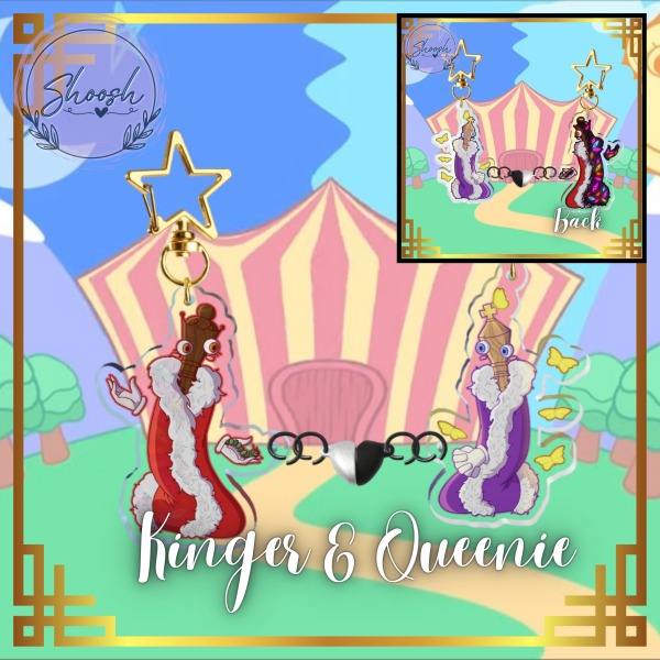 Kinger and Queenie Acrylic Magnet Keychains Couple