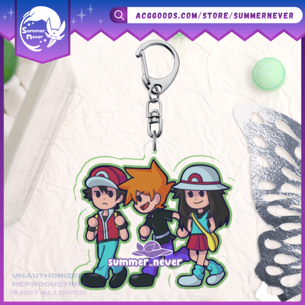 Kanto Friends [Pokemon] Red Blue Oak Leaf Acrylic Charm