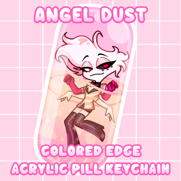 Hazbin Hotel Angel Dust Pill Keychain