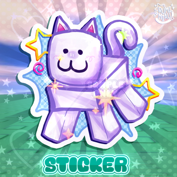 White Roblox Cat ✰ Holo Star -Blue