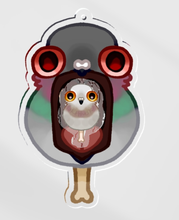 Hungry Pigeon Drumstick w/min pigeon drumstick Keychain