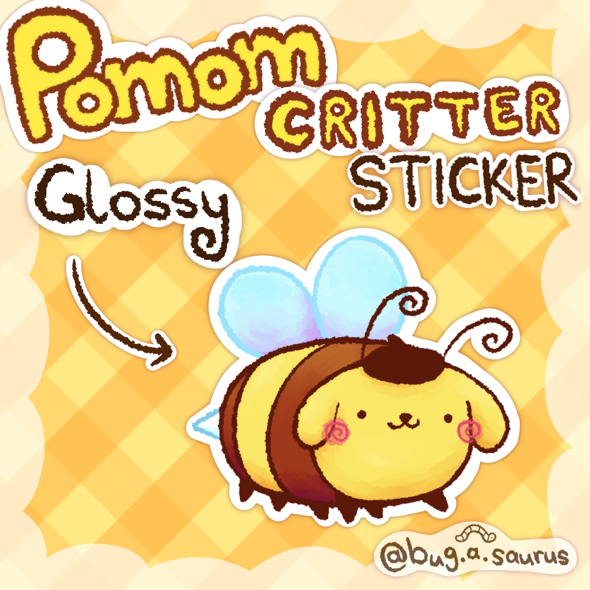 Glossy Pompom Bee Sticker