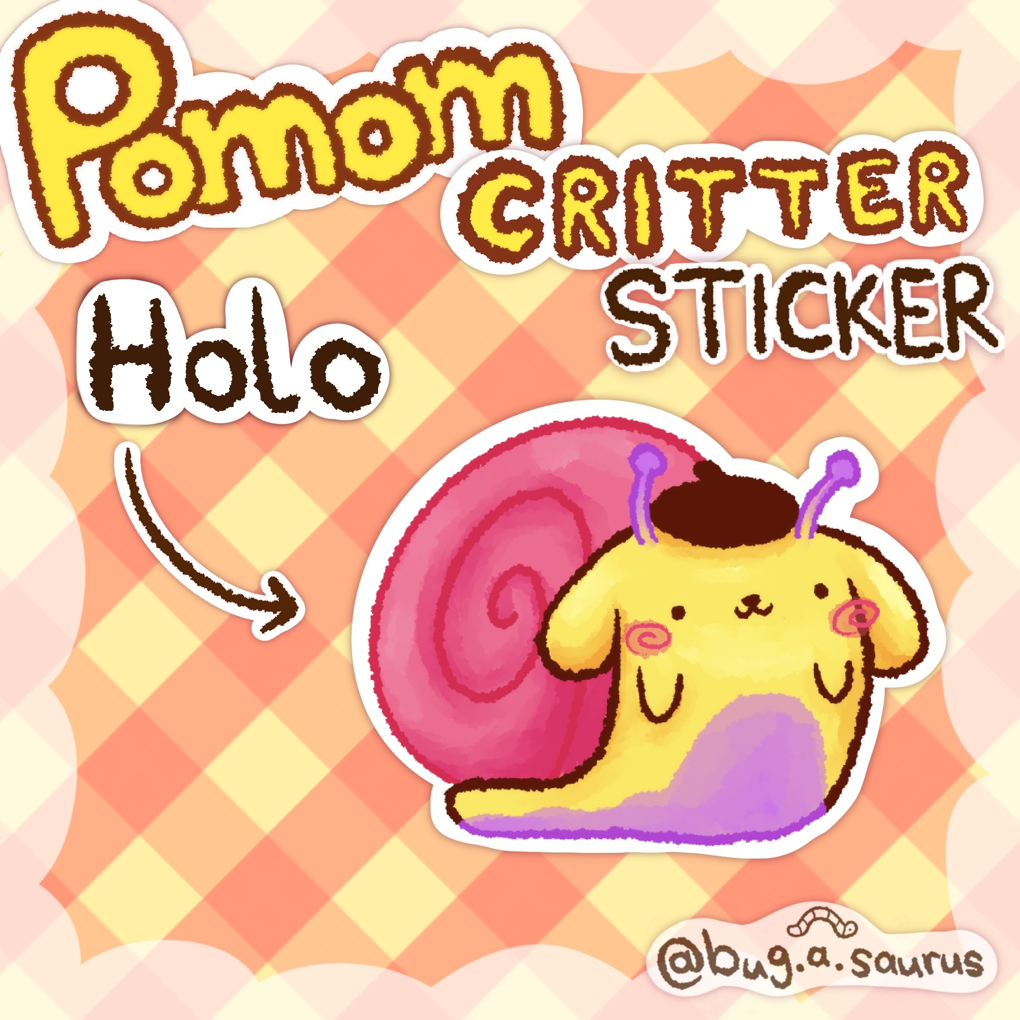 Holo Pompom Snail Sticker