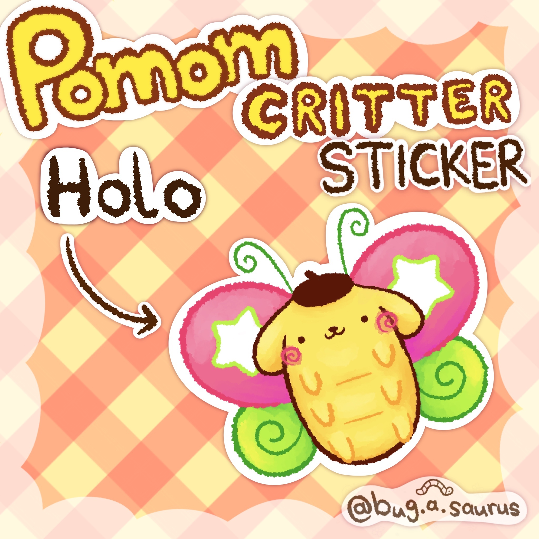 Holo Pompom Butterlfy Sticker