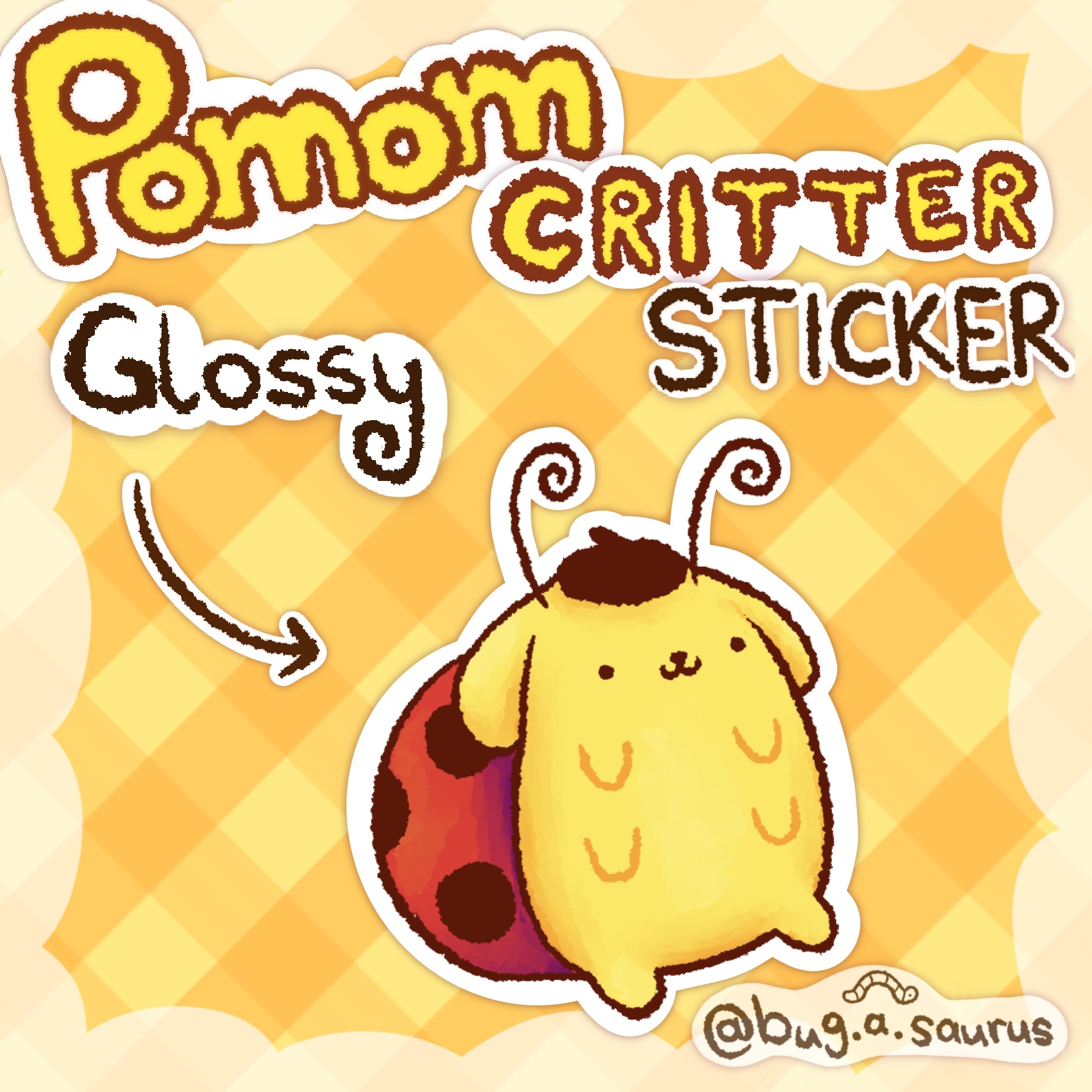 Glossy Pompom Ladybug Sticker