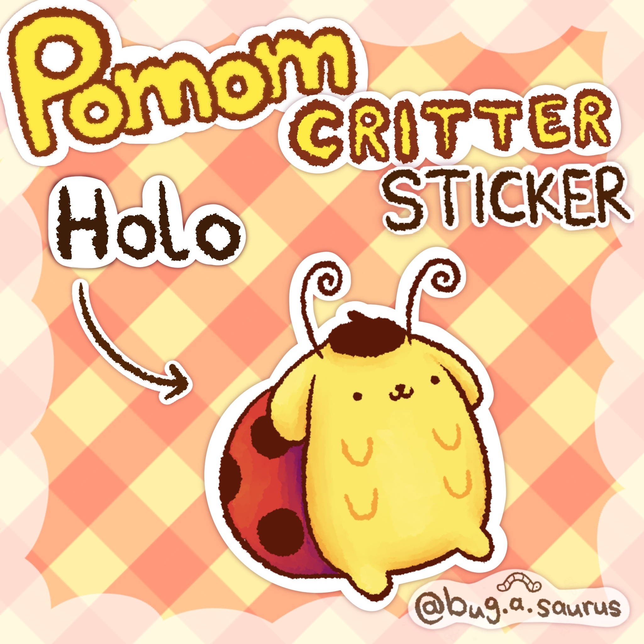 Holo Pompom Ladybug Sticker