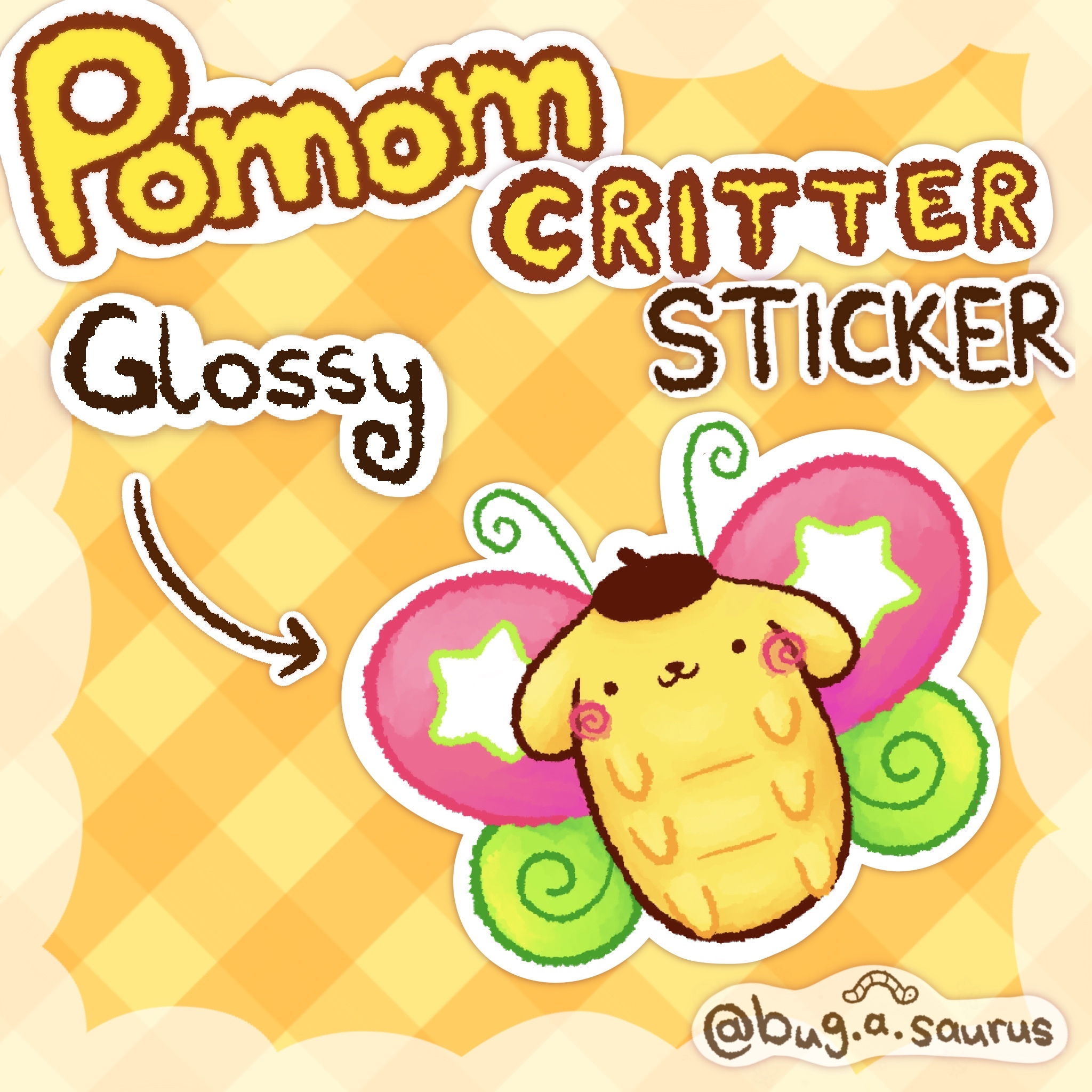 Glossy Pompom Butterfly Sticker
