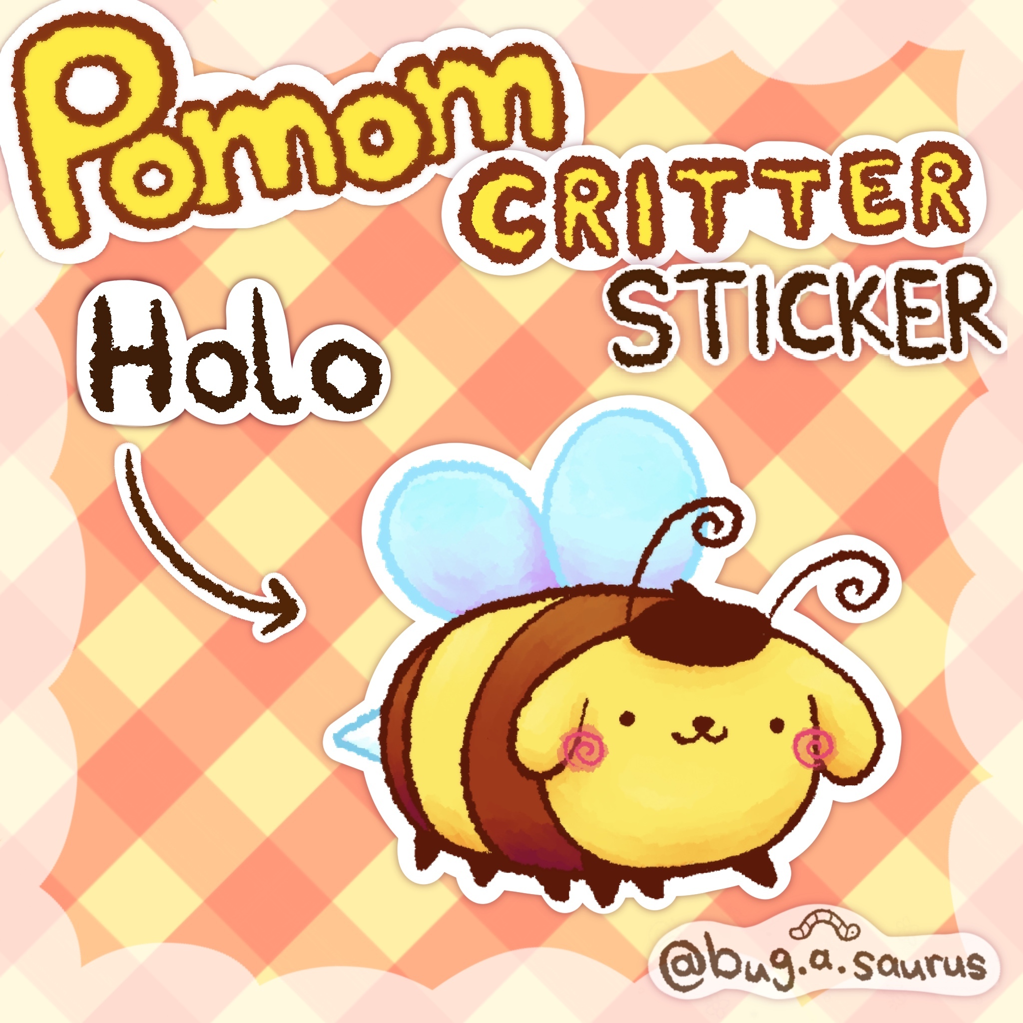 Holo Pompom Bee Sticker