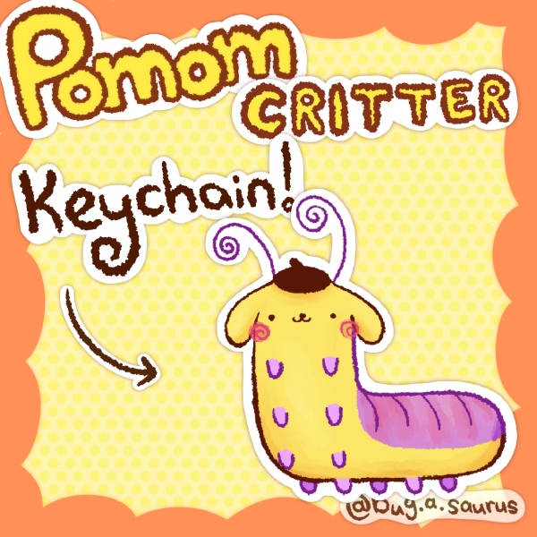 Glitter Pompom Millipede Keychain!