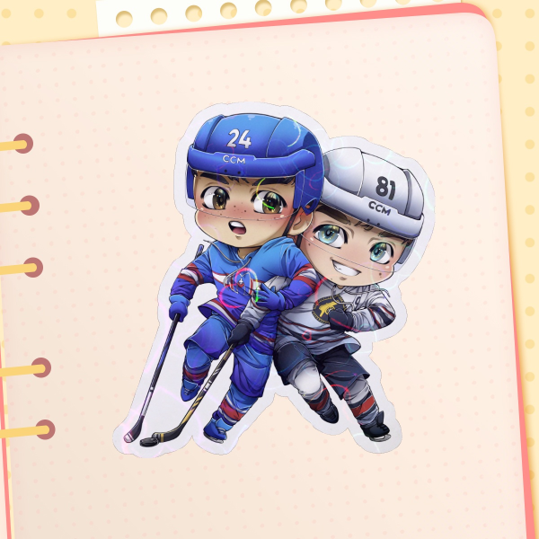 "Rivals" Heated Rivalry Hollanov (Shane & Ilya) Die Cut Sticker with Heart Holo effect, 6,4cm (2,51")