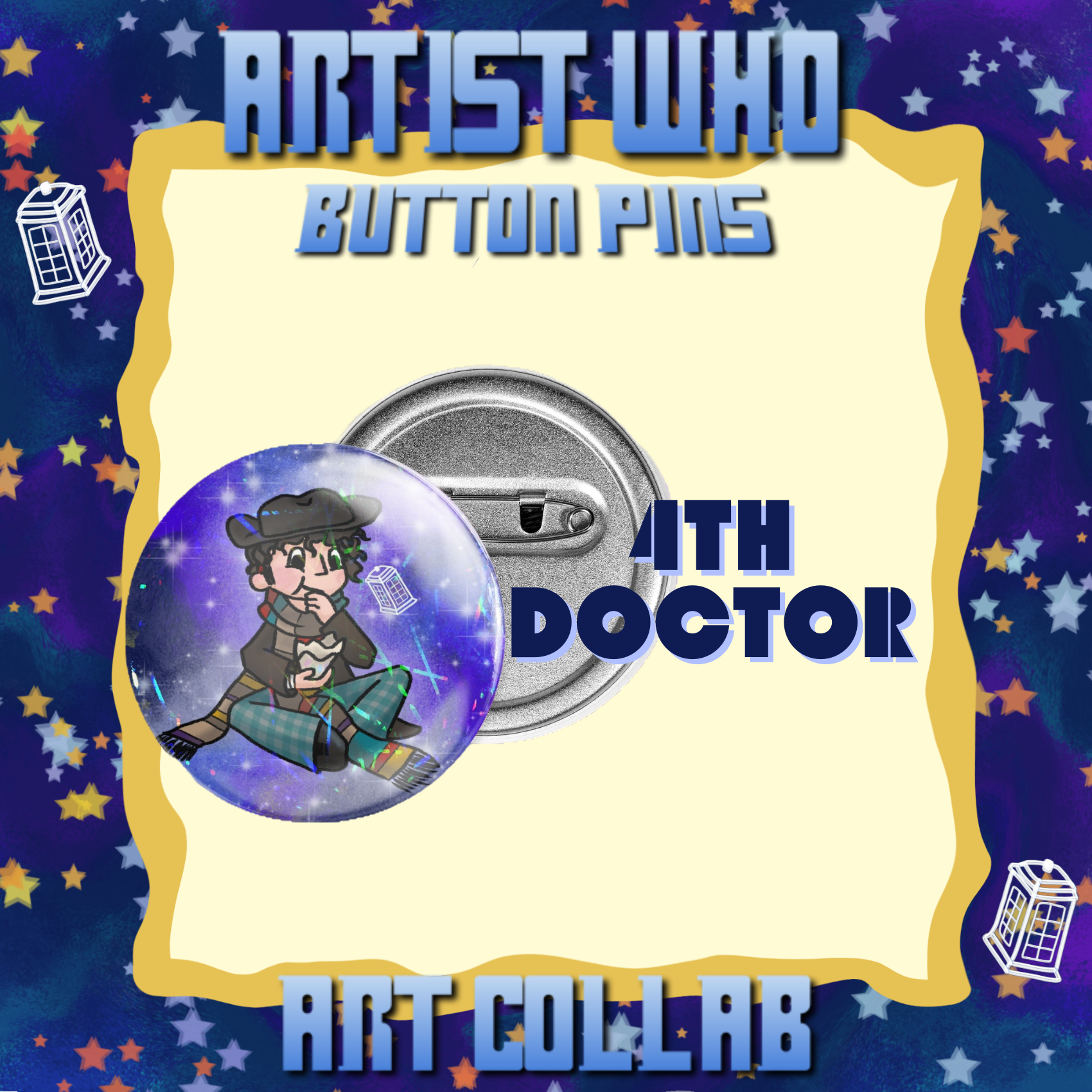 (ARTIST WHO) 4th Doctor - Button Pin
