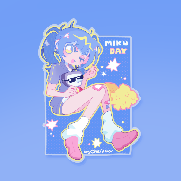 Telepathy Miku (& Tenna) Clear Vinyl Sticker