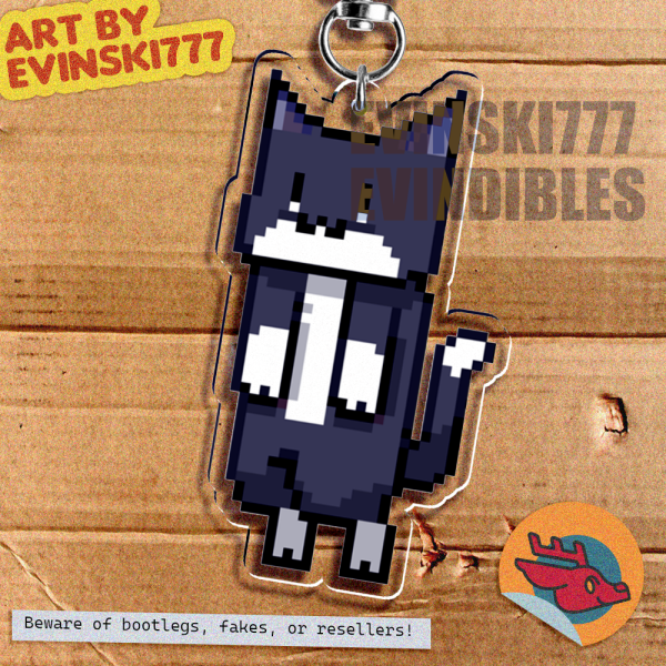 Black And White Tuxedo Cat Cats Pixel Art Acrylic Keychains