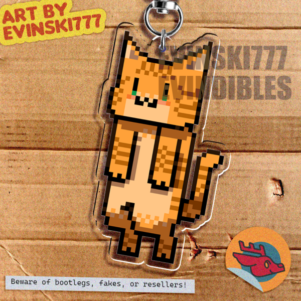 Orange Tabby Cat Cats Pixel Art Acrylic Keychains