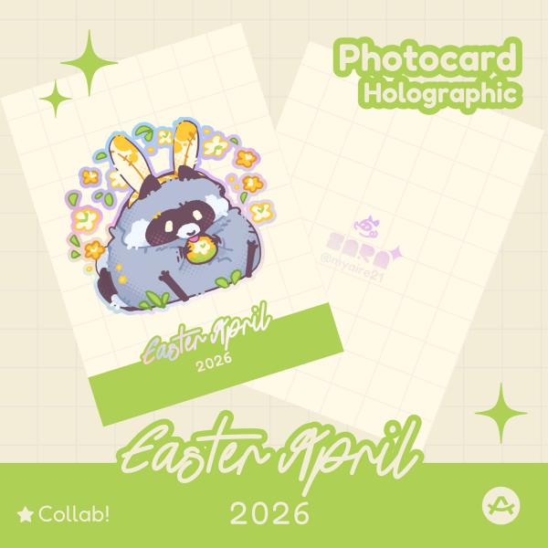 "Easter April Raccoon" Holo Photocard